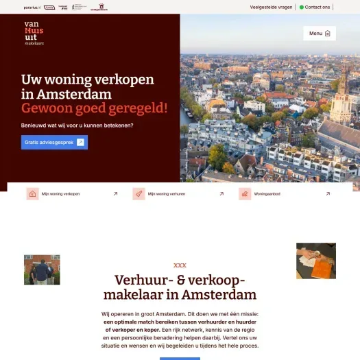 Screenshot der Website von www.vanhuisuit-makelaars.nl