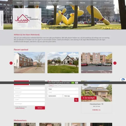 Screenshot van de website van www.vankaammakelaardij.nl