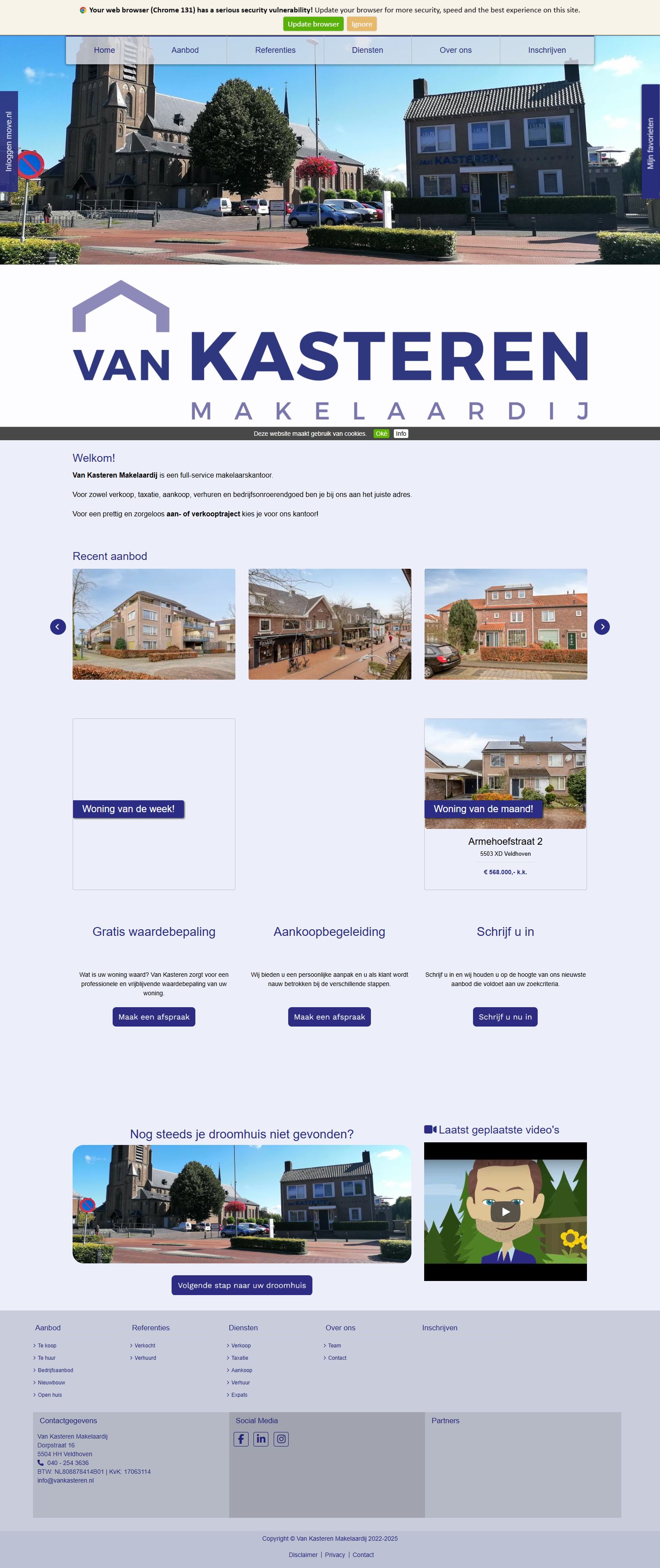 Screenshot der Website von www.vankasteren.nl