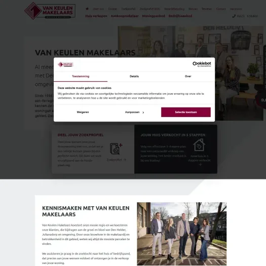 Screenshot van de website van www.vankeulenmakelaars.nl