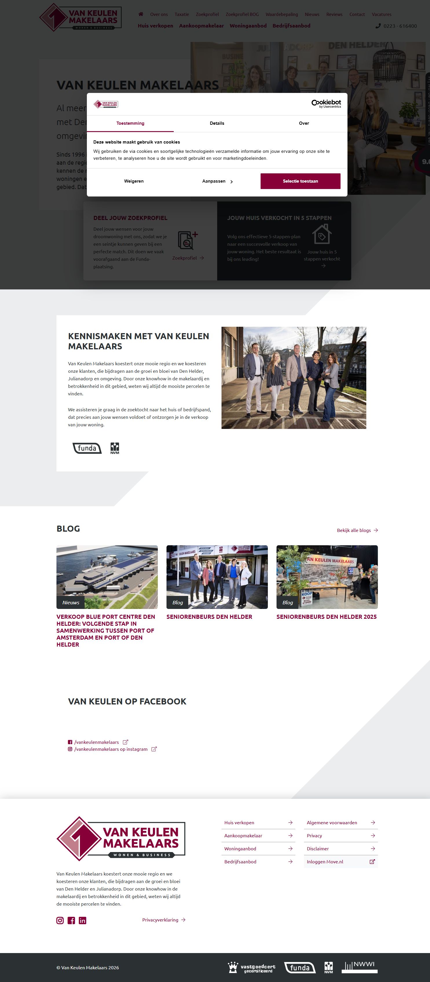 Screenshot der Website von www.vankeulenmakelaars.nl