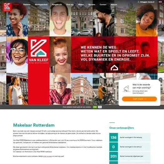Screenshot der Website von www.vankleefmakelaars.nl