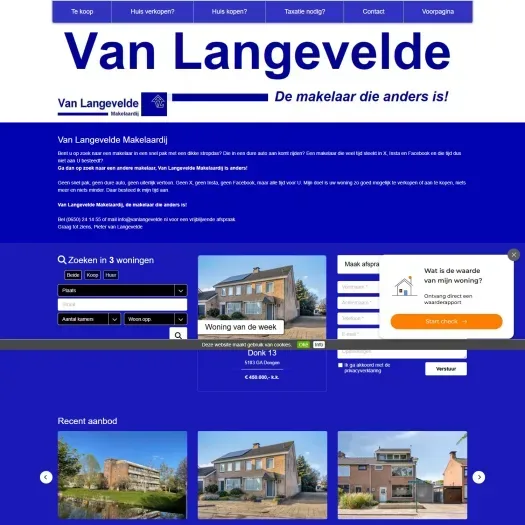 Capture d'écran du site web de www.vanlangevelde.nl