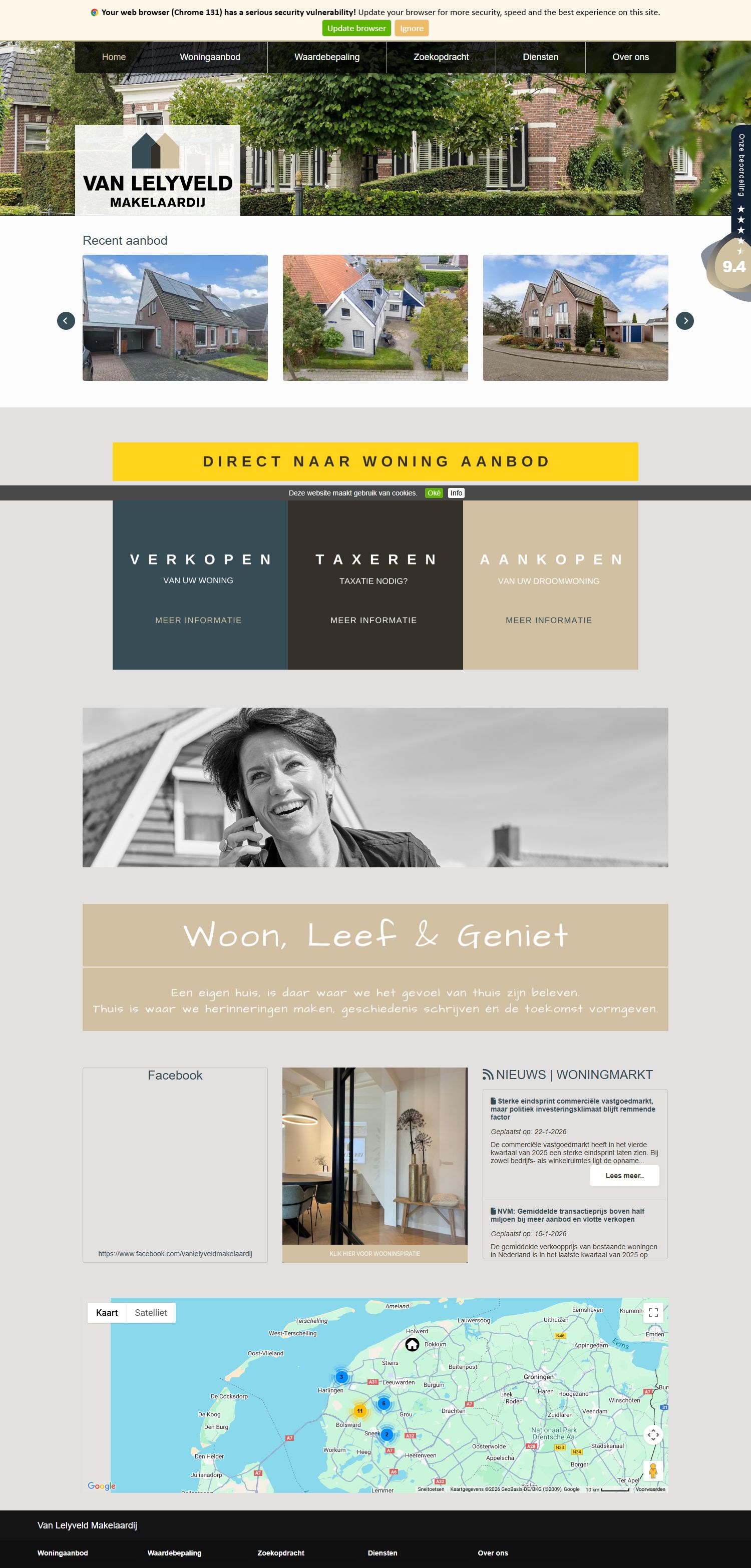 Screenshot der Website von www.vanlelyveldmakelaardij.nl