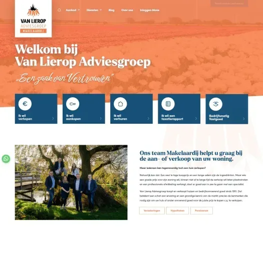 Capture d'écran du site web de makelaardij.vanlieropadviesgroep.nl