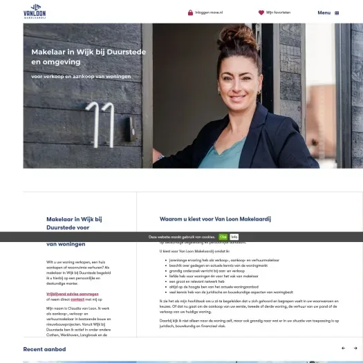 Screenshot of the website of www.vanloonmakelaardij.nl