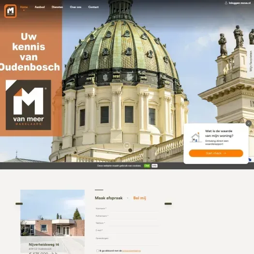 Screenshot of the website of www.vanmeermakelaars.nl