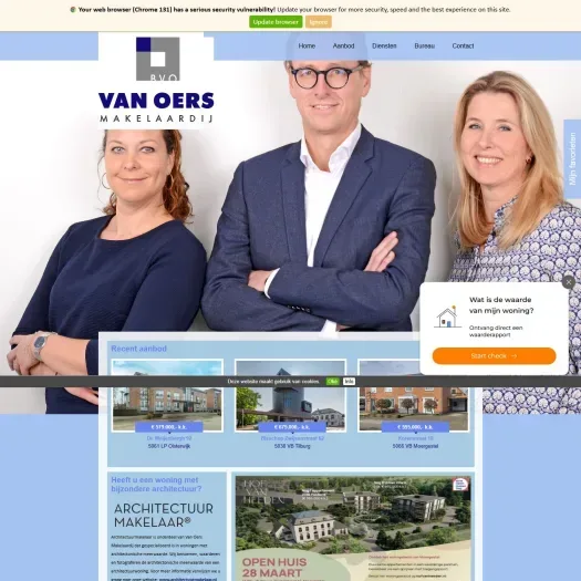 Screenshot van de website van www.vanoersmakelaardij.nl