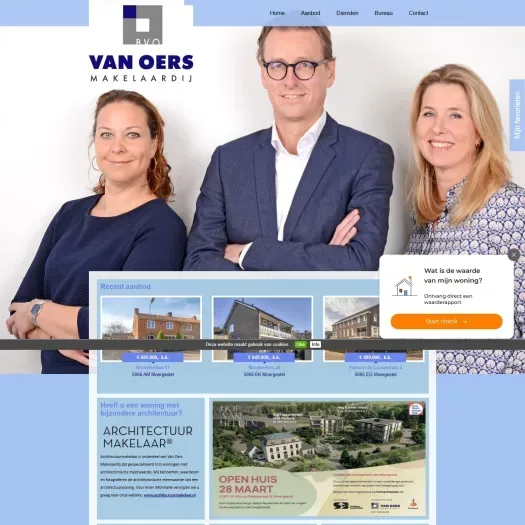 Screenshot of the website of www.vanoersmakelaardij.nl