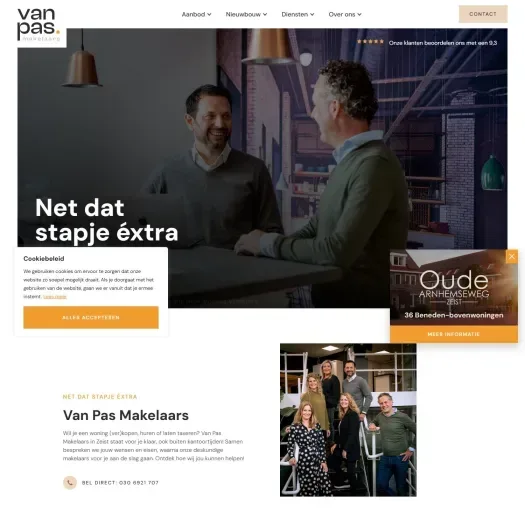 Screenshot van de website van www.vanpasmakelaars.nl