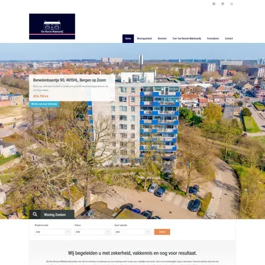 Screenshot of the website of www.vanreenenmakelaardij.nl