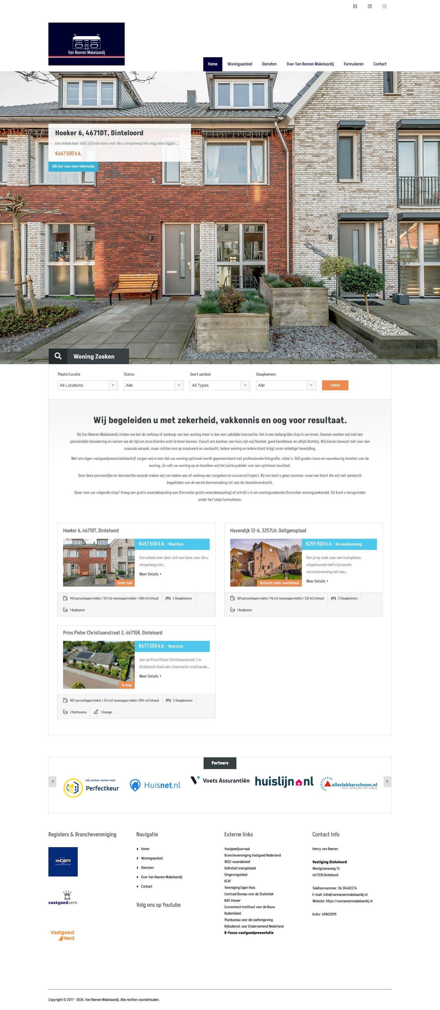 Screenshot der Website von www.vanreenenmakelaardij.nl