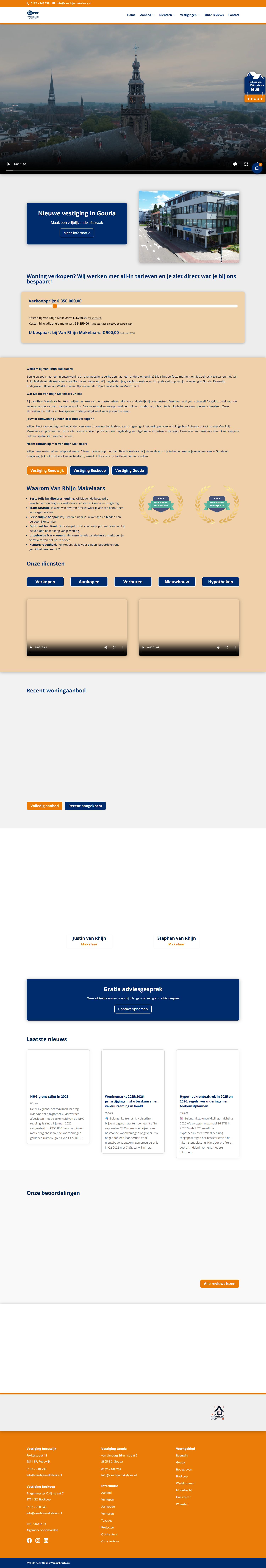 Screenshot of the website of vanrhijnmakelaars.nl