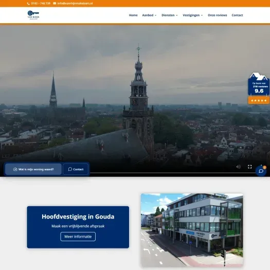 Screenshot van de website van vanrhijnmakelaars.nl