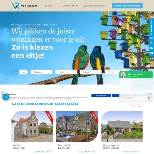 Screenshot der Website von www.vrmakelaardij.nl