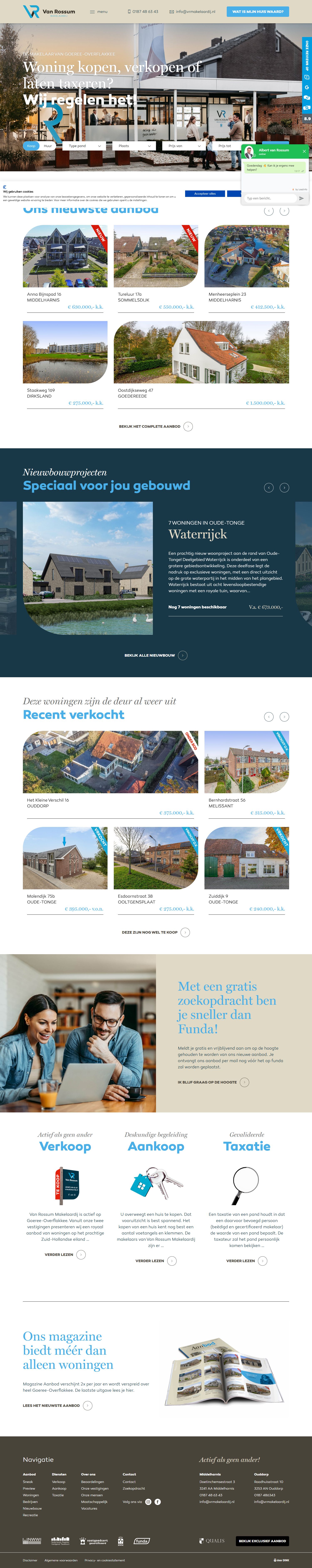 Screenshot of the website of www.vrmakelaardij.nl