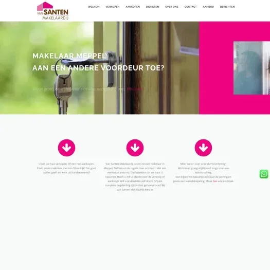 Screenshot of the website of www.vansantenmakelaardij.nl