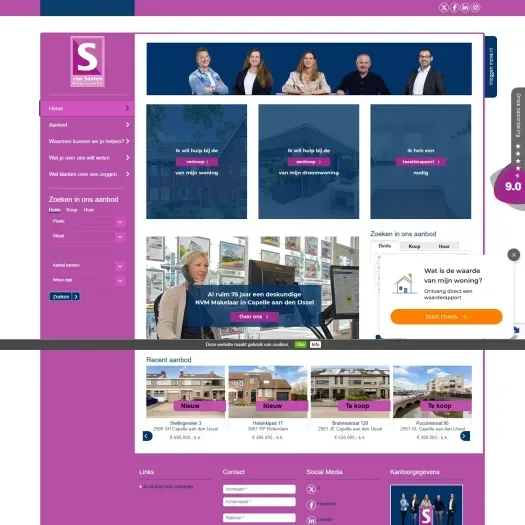 Screenshot van de website van www.vansantenmakelaars.nl