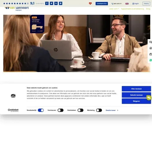 Screenshot der Website von www.vansantvoort.nl