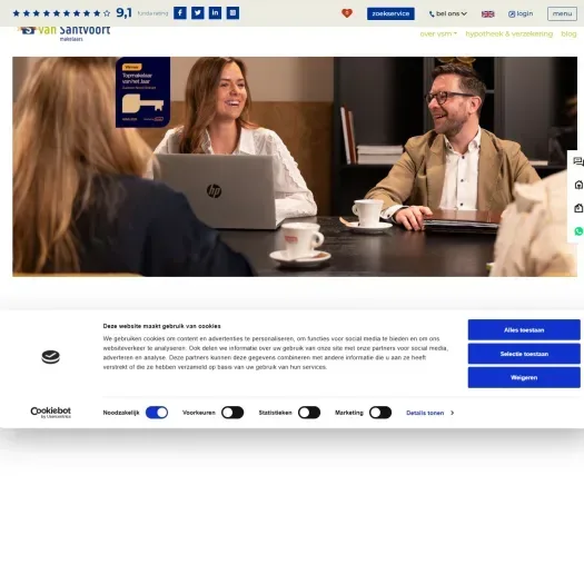 Screenshot of the website of www.vansantvoort.nl