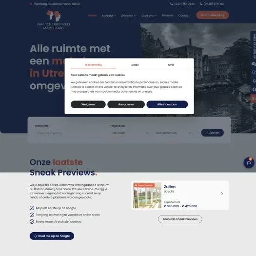 Screenshot der Website von www.vanscherpenzeel.nl