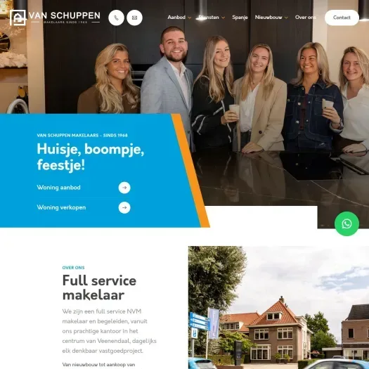 Screenshot van de website van www.vanschuppenmakelaars.nl