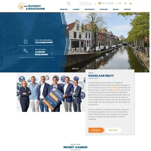 Screenshot of the website of www.vansilfhout.nl