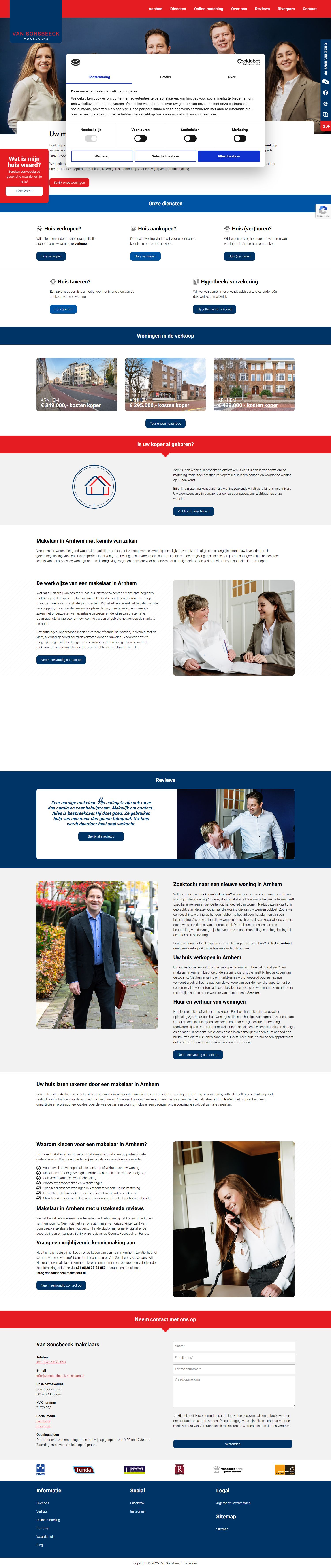 Capture d'écran du site web de www.vansonsbeeckmakelaars.nl