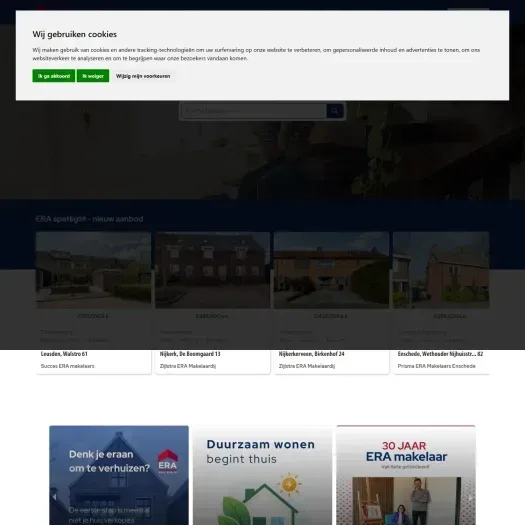 Screenshot van de website van www.vanstraatenmakelaardij.nl