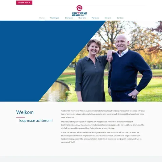 Screenshot of the website of www.vantervewonen.nl