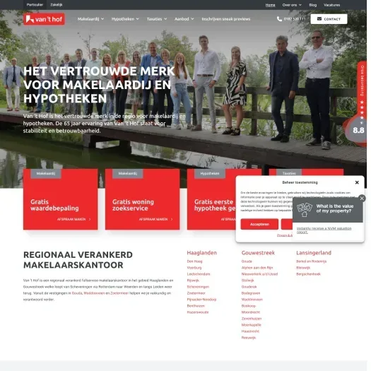 Capture d'écran du site web de www.vanthof.nl