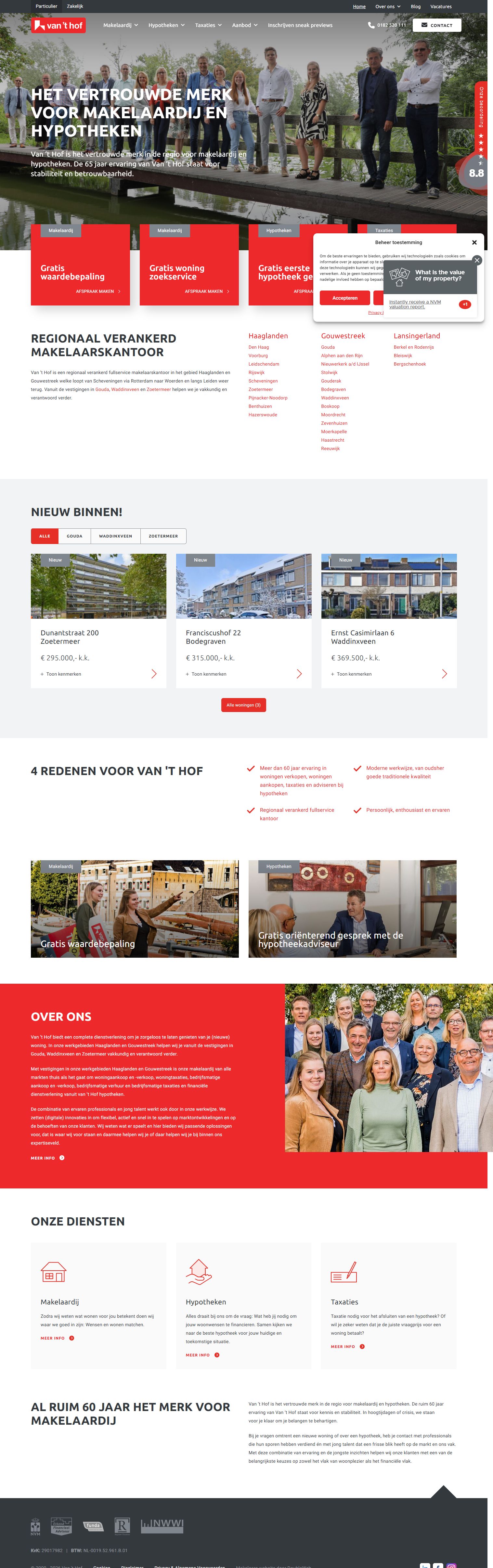 Capture d'écran du site web de www.vanthof.nl
