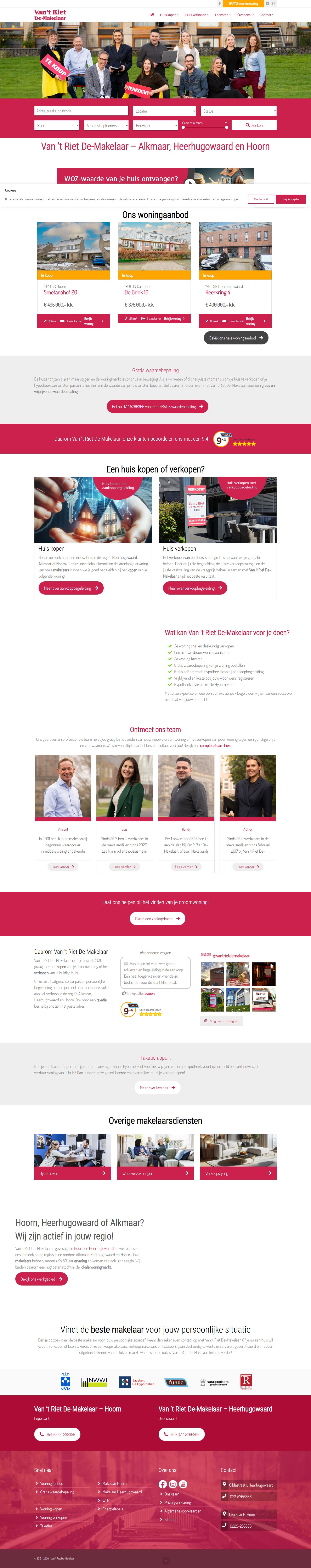 Screenshot der Website von www.vanhetrietmakelaars.nl