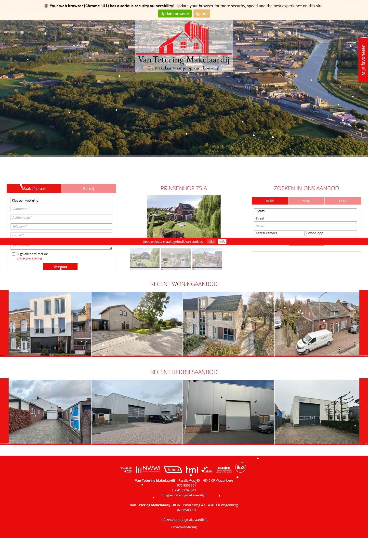 Screenshot der Website von www.vanteteringmakelaardij.nl