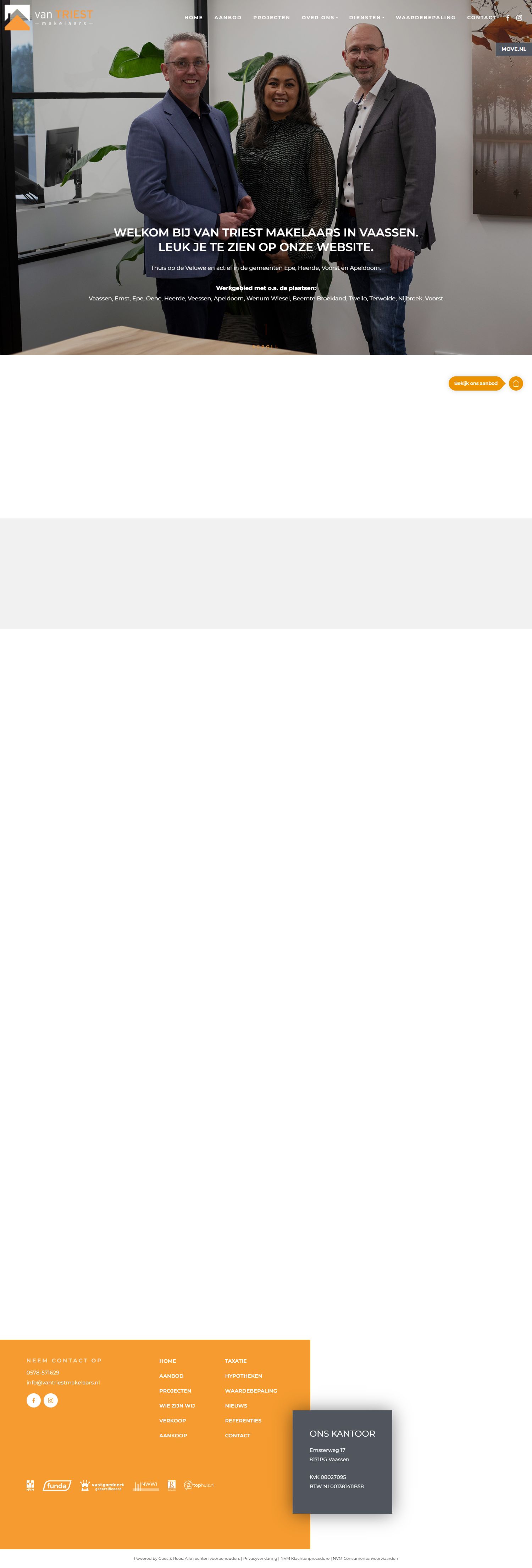 Screenshot of the website of www.vantriestmakelaars.nl