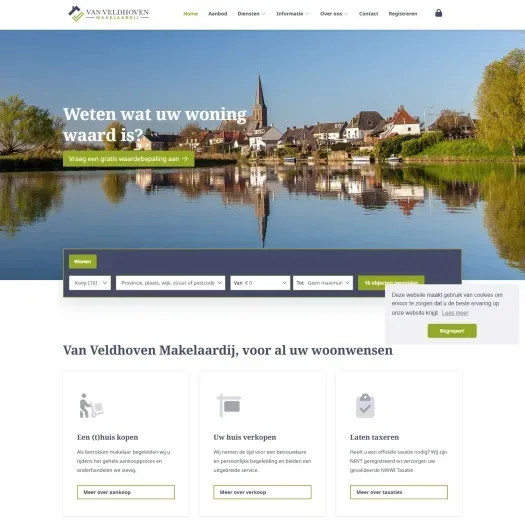 Screenshot van de website van www.vv-makelaardij.nl