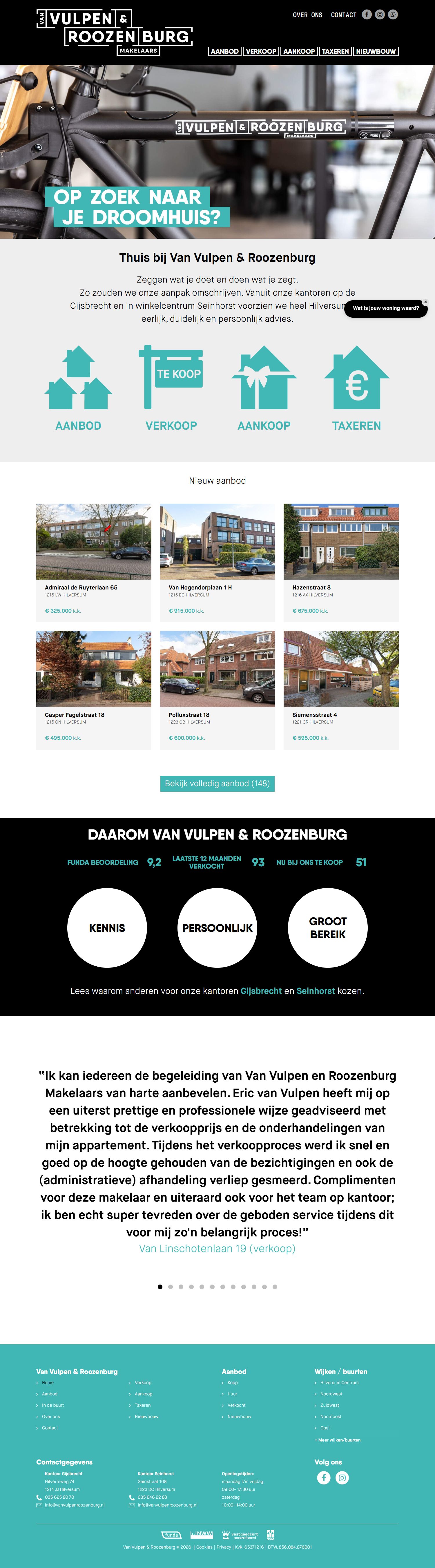 Screenshot der Website von www.vanvulpenroozenburg.nl
