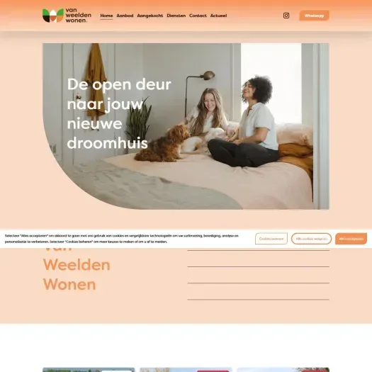 Screenshot van de website van www.vanweeldenwonen.nl