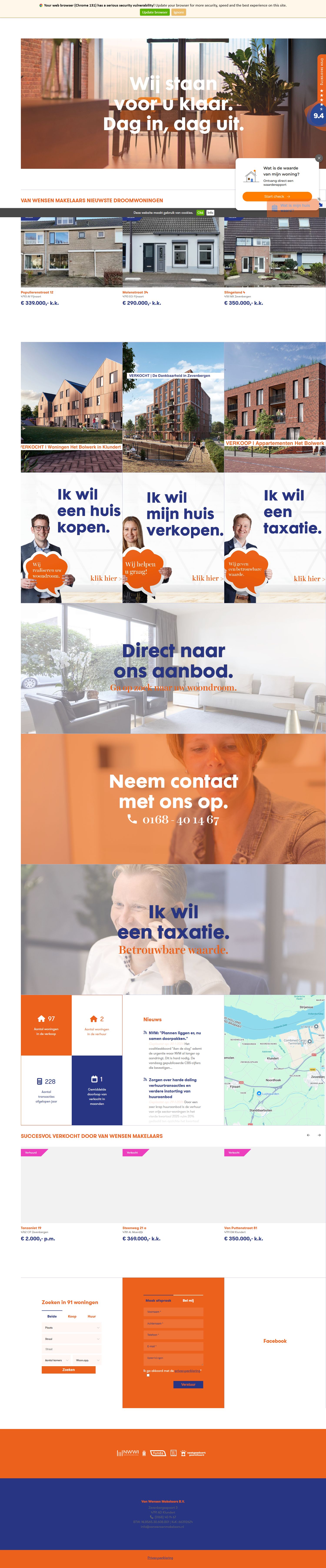 Screenshot der Website von www.vanwensenmakelaars.nl