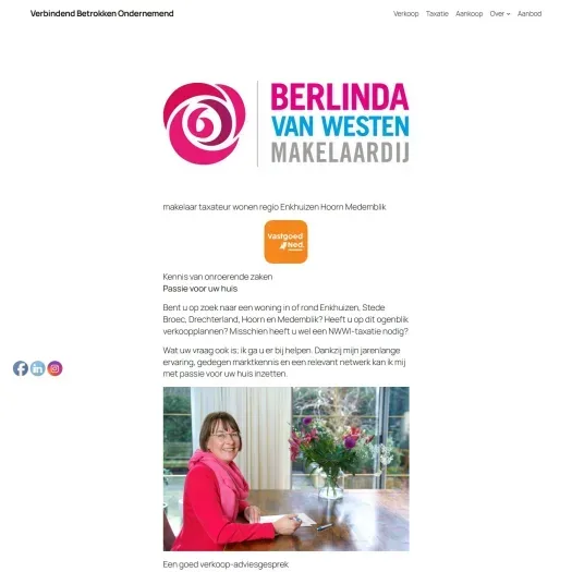 Screenshot van de website van www.vanwestenmakelaardij.nl