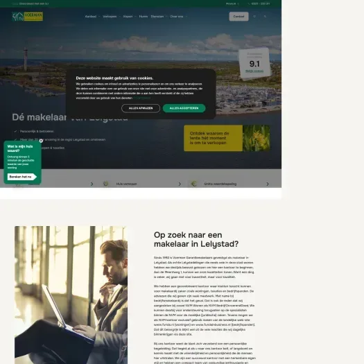 Screenshot van de website van www.vanwestrhenenvoermanbedrijfshuisvesting.nl