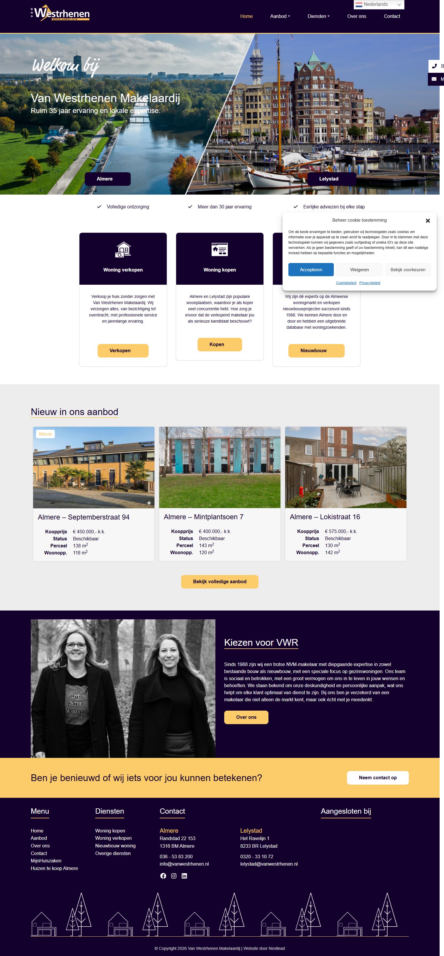 Screenshot der Website von www.vanwestrhenen.nl