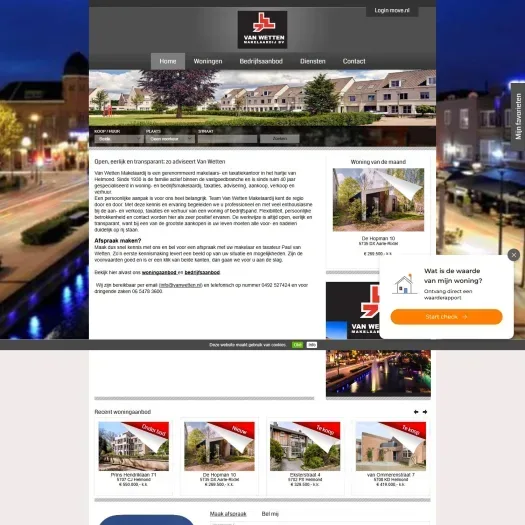 Screenshot van de website van www.vanwetten.nl