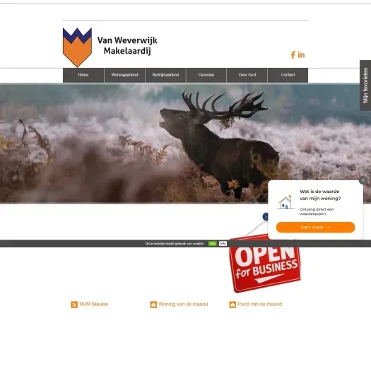 Screenshot of the website of www.vanweverwijkmakelaardij.nl