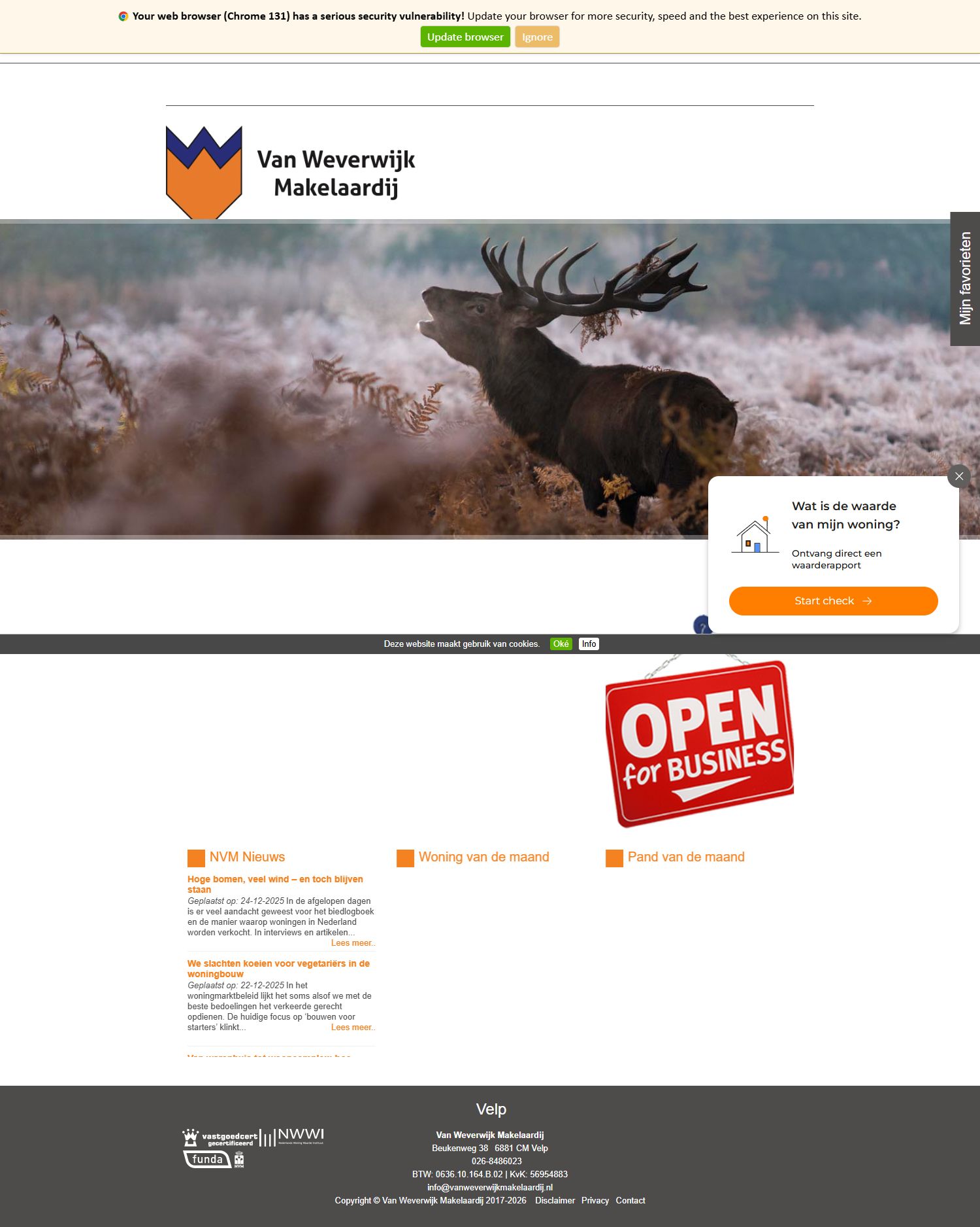 Screenshot der Website von www.vanweverwijkmakelaardij.nl