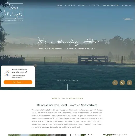 Screenshot of the website of www.vanwijkmakelaars.nl