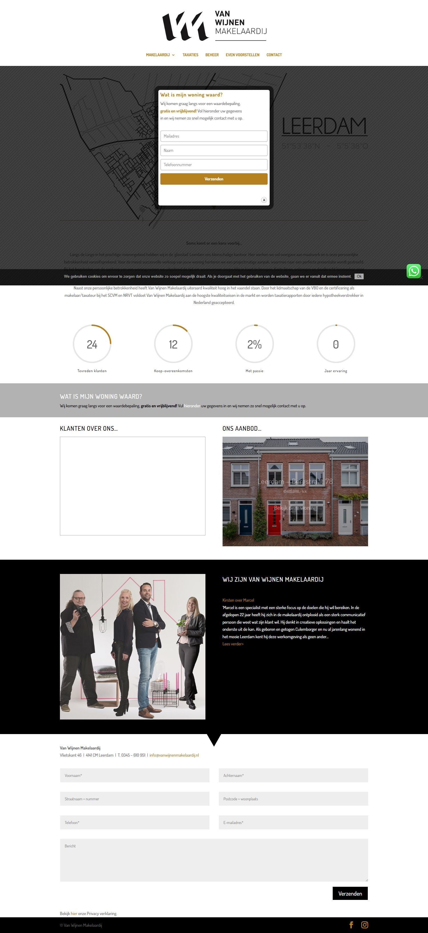 Screenshot der Website von www.vanwijnenmakelaardij.nl