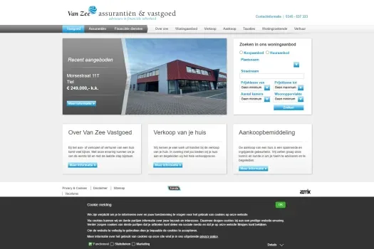 Capture d'écran du site web de www.van-zee.nl