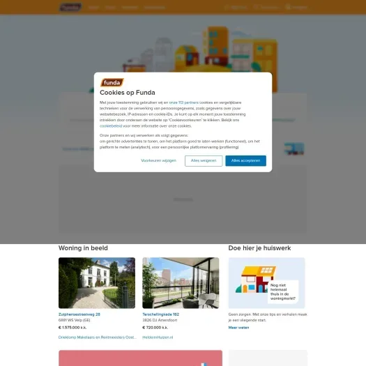 Screenshot van de website van www.vanberkelmakelaardij.nl