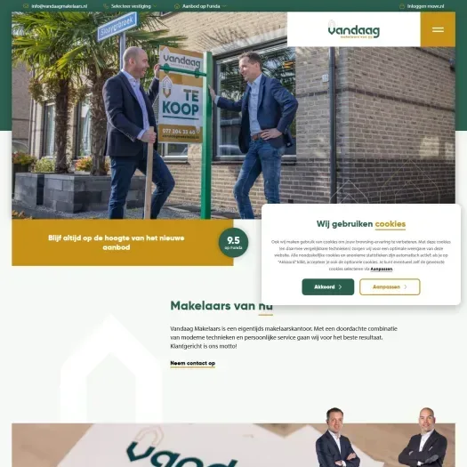 Screenshot van de website van www.vandaagmakelaars.nl